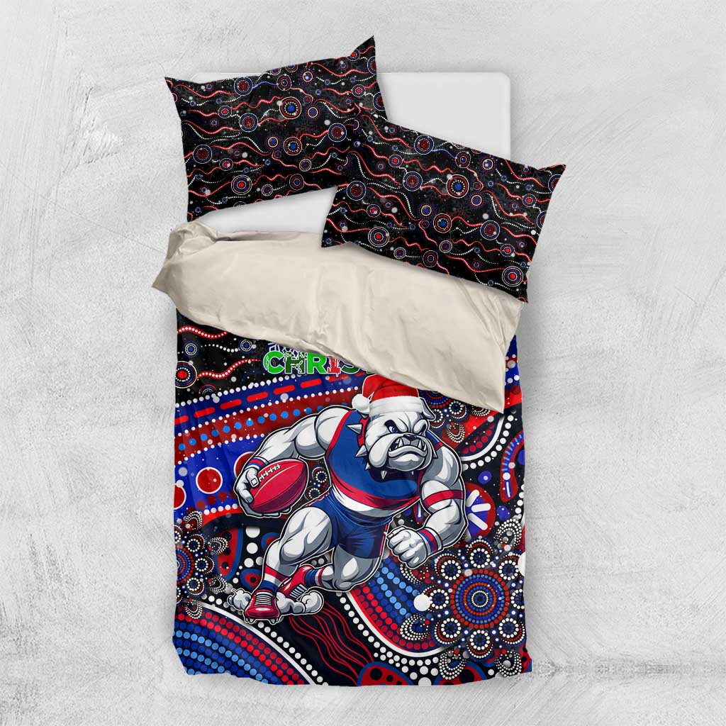 Merry Christmas AFL Bulldogs Bedding Set Aboriginal Santa Football Mascot - Vibe Hoodie Shop