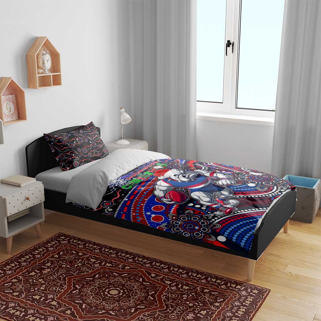 Merry Christmas AFL Bulldogs Bedding Set Aboriginal Santa Football Mascot - Vibe Hoodie Shop