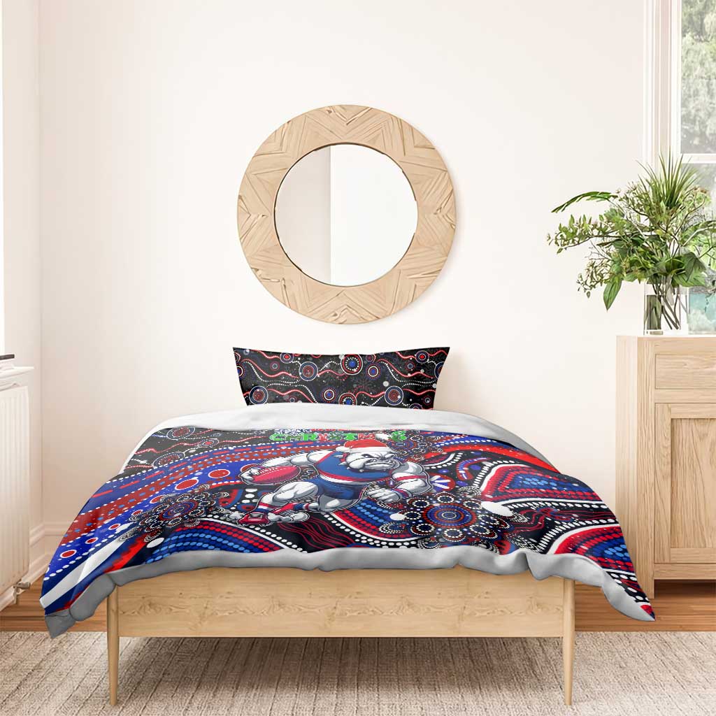 Merry Christmas AFL Bulldogs Bedding Set Aboriginal Santa Football Mascot - Vibe Hoodie Shop