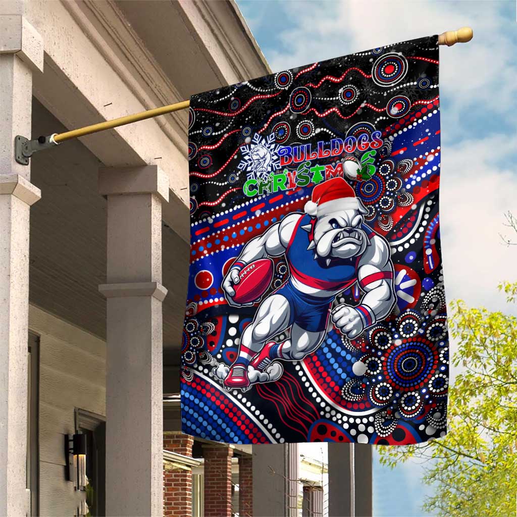Merry Christmas AFL Bulldogs Garden Flag Aboriginal Santa Football Mascot - Vibe Hoodie Shop