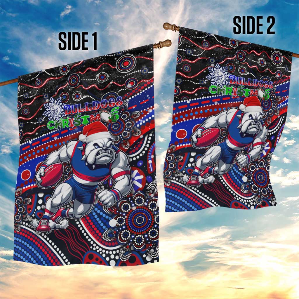 Merry Christmas AFL Bulldogs Garden Flag Aboriginal Santa Football Mascot - Vibe Hoodie Shop