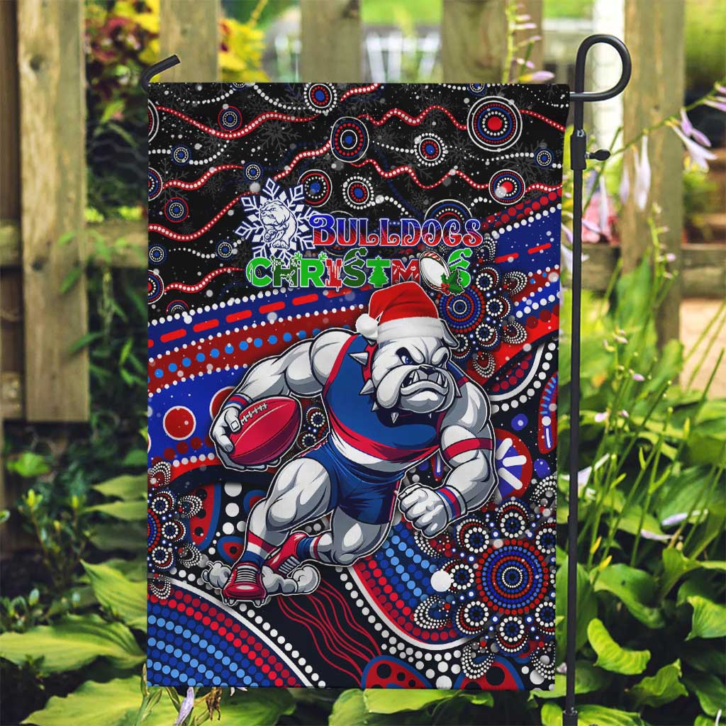 Merry Christmas AFL Bulldogs Garden Flag Aboriginal Santa Football Mascot - Vibe Hoodie Shop