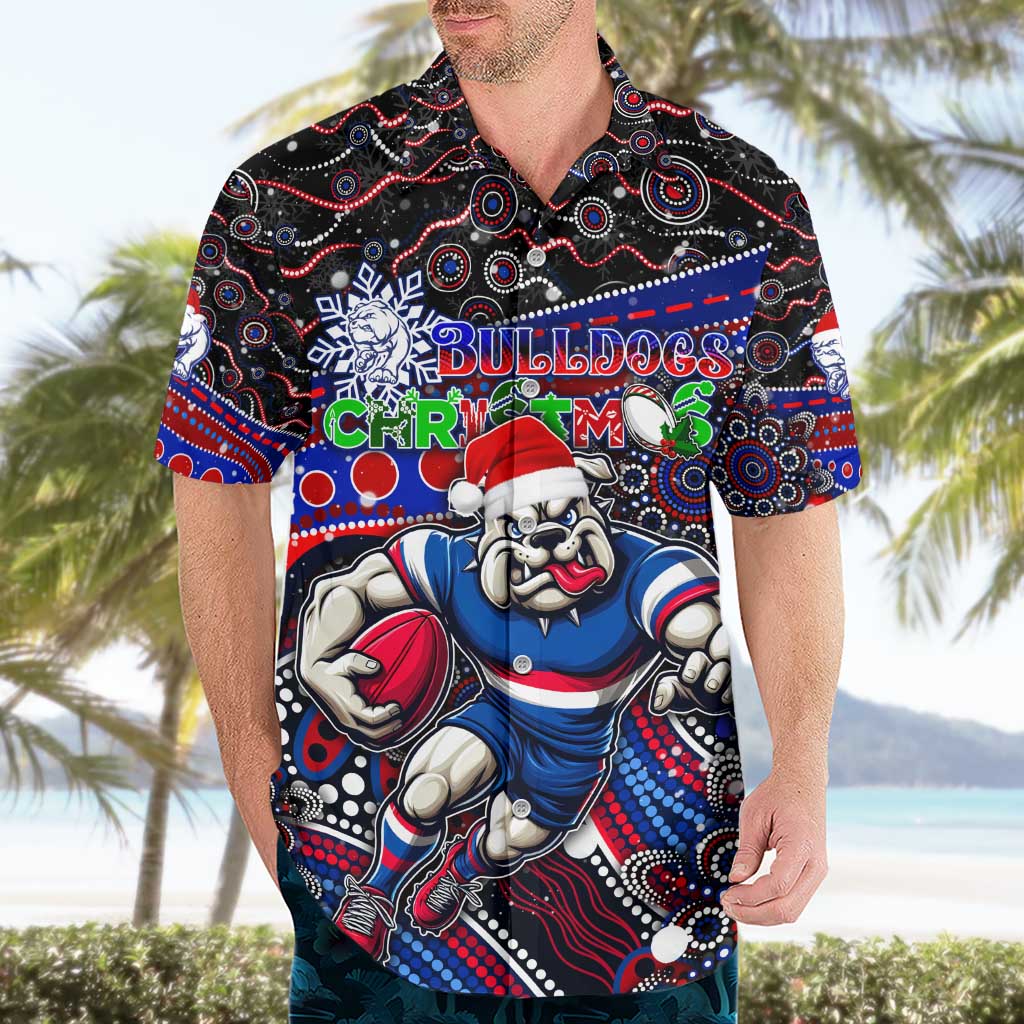 Merry Christmas AFL Bulldogs Hawaiian Shirt Aboriginal Santa Football Mascot - Vibe Hoodie Shop