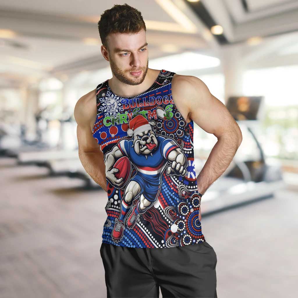 Merry Christmas AFL Bulldogs Men Tank Top Aboriginal Santa Football Mascot - Vibe Hoodie Shop