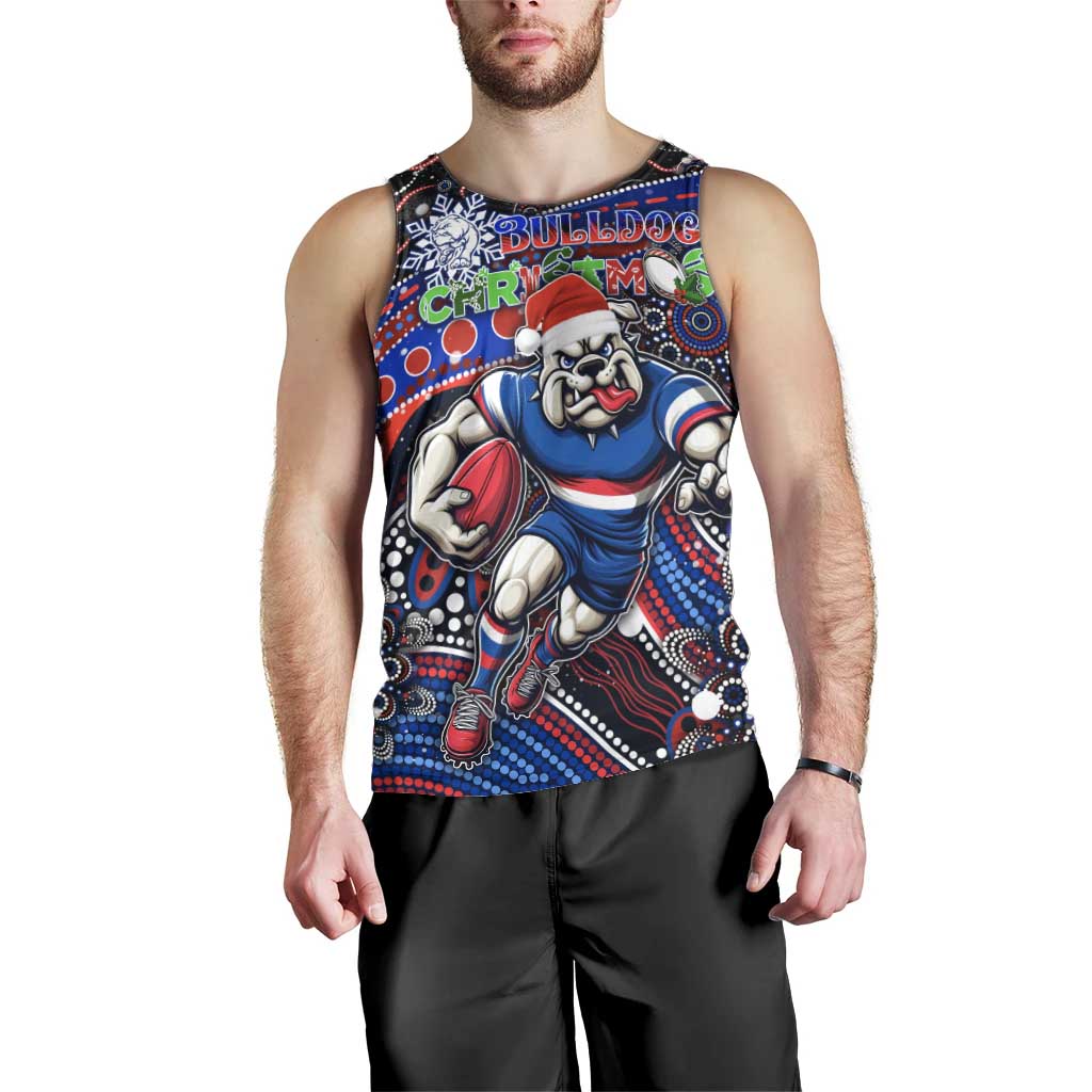 Merry Christmas AFL Bulldogs Men Tank Top Aboriginal Santa Football Mascot - Vibe Hoodie Shop