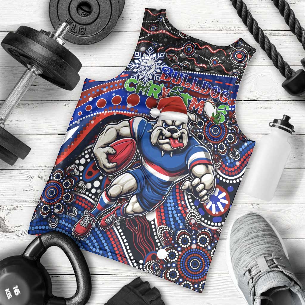Merry Christmas AFL Bulldogs Men Tank Top Aboriginal Santa Football Mascot - Vibe Hoodie Shop