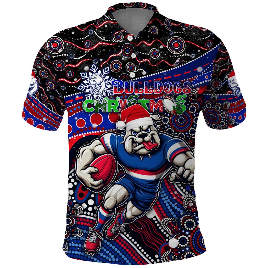 Merry Christmas AFL Bulldogs Polo Shirt Aboriginal Santa Football Mascot - Vibe Hoodie Shop