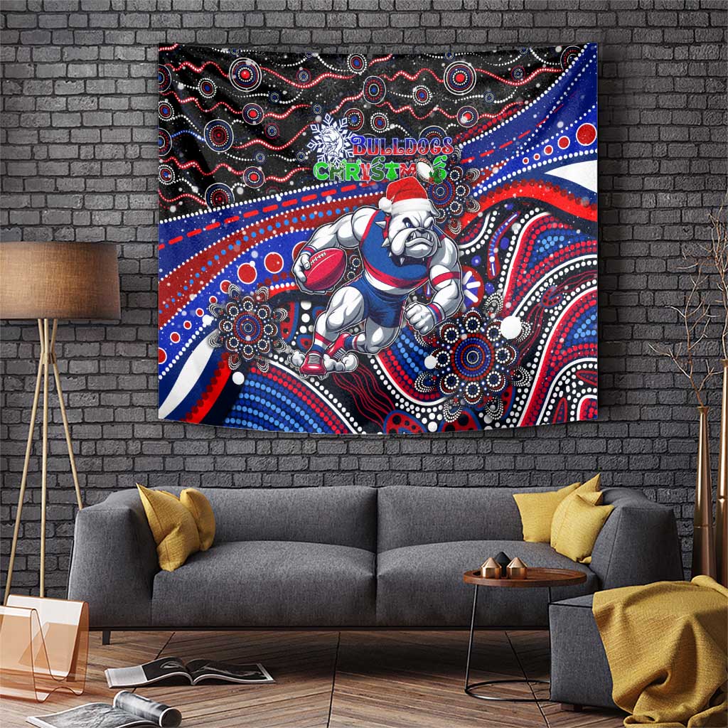 Merry Christmas AFL Bulldogs Tapestry Aboriginal Santa Football Mascot - Vibe Hoodie Shop