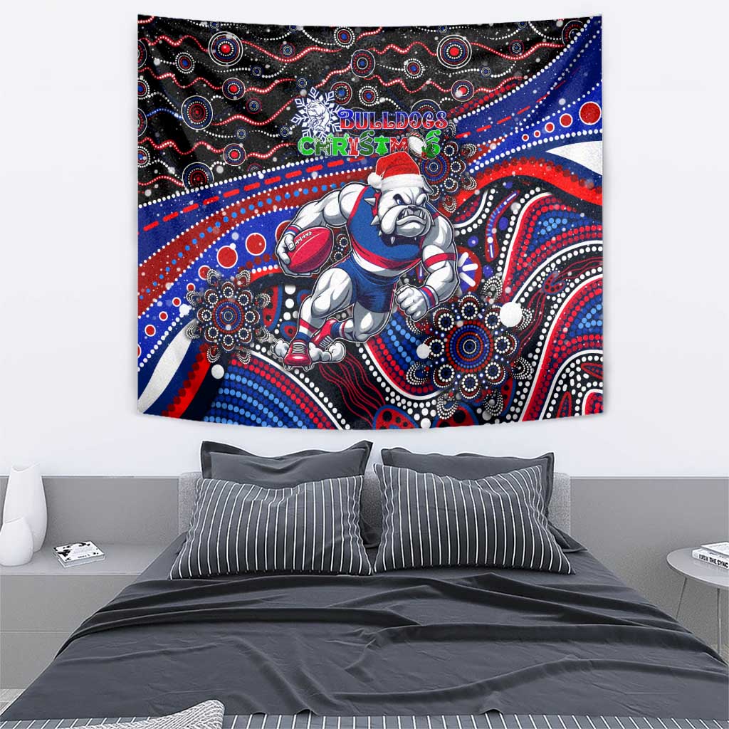 Merry Christmas AFL Bulldogs Tapestry Aboriginal Santa Football Mascot - Vibe Hoodie Shop