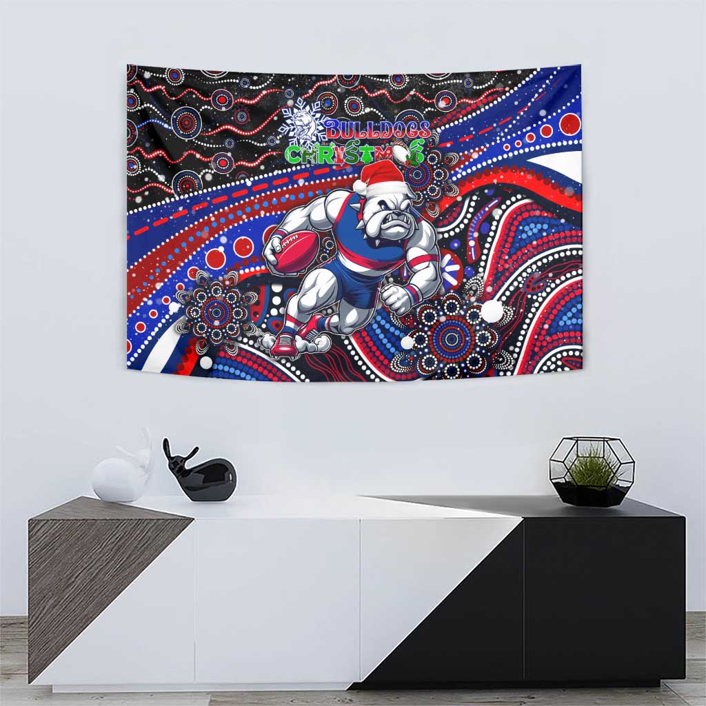 Merry Christmas AFL Bulldogs Tapestry Aboriginal Santa Football Mascot - Vibe Hoodie Shop