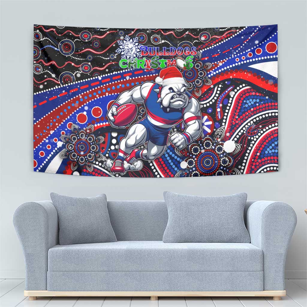 Merry Christmas AFL Bulldogs Tapestry Aboriginal Santa Football Mascot - Vibe Hoodie Shop