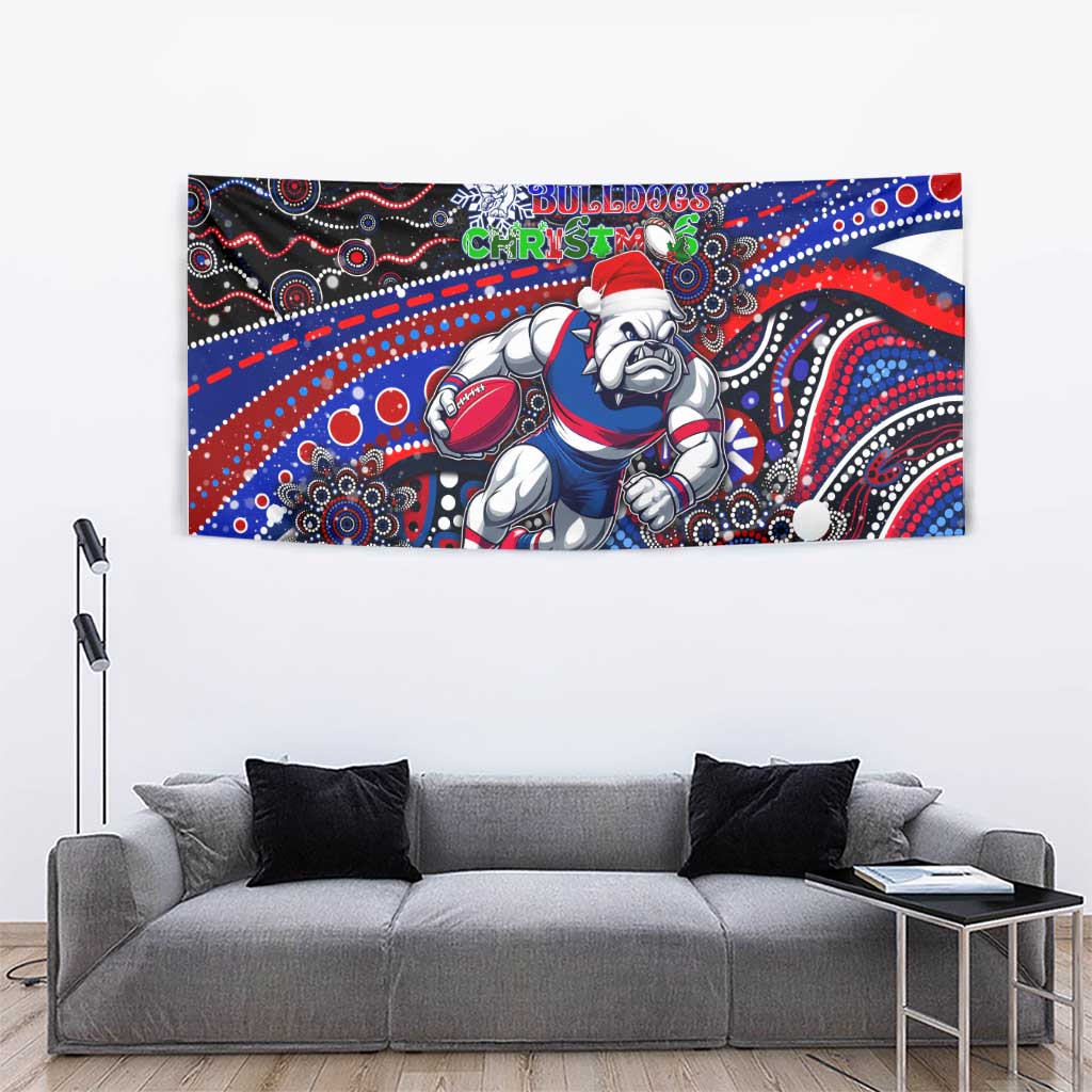 Merry Christmas AFL Bulldogs Tapestry Aboriginal Santa Football Mascot - Vibe Hoodie Shop