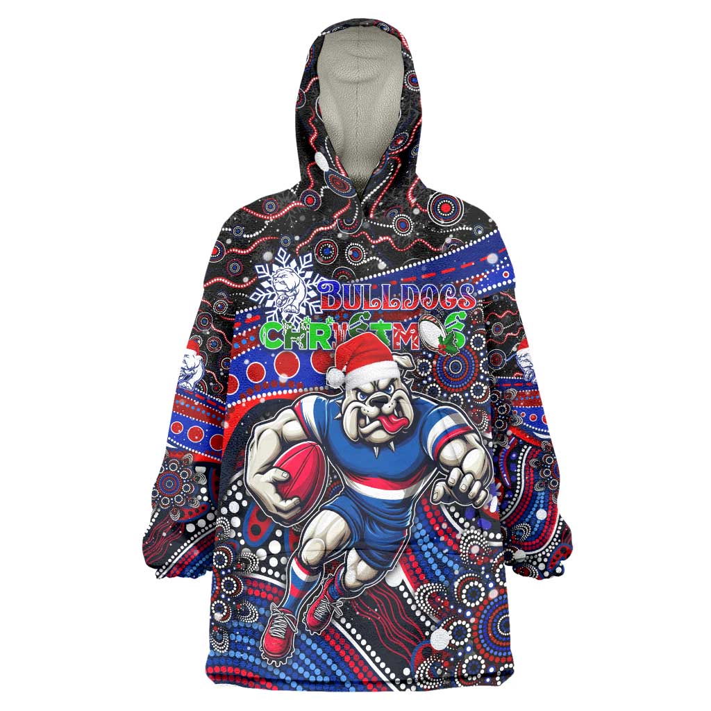 Merry Christmas AFL Bulldogs Wearable Blanket Hoodie Aboriginal Santa Football Mascot - Vibe Hoodie Shop