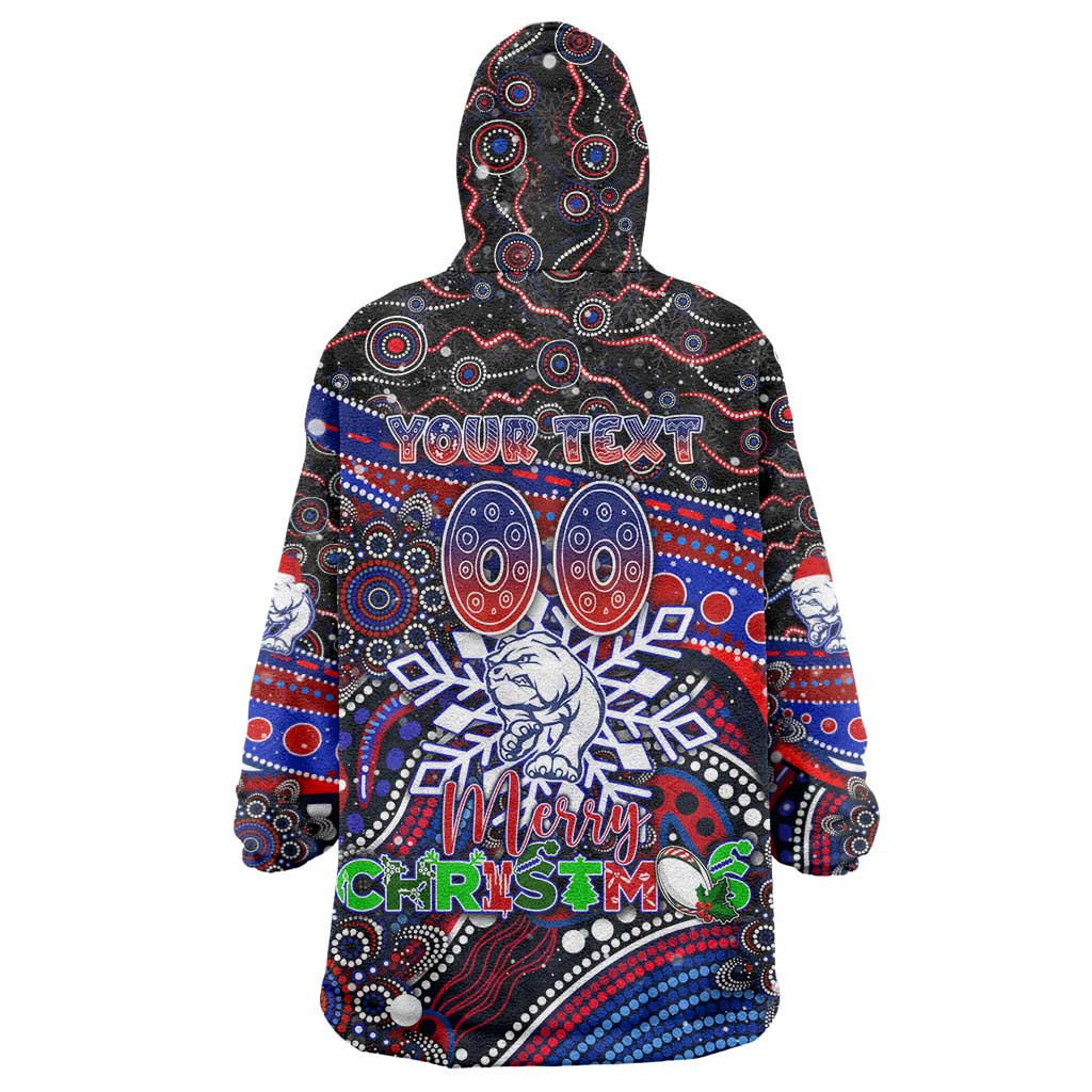 Merry Christmas AFL Bulldogs Wearable Blanket Hoodie Aboriginal Santa Football Mascot - Vibe Hoodie Shop