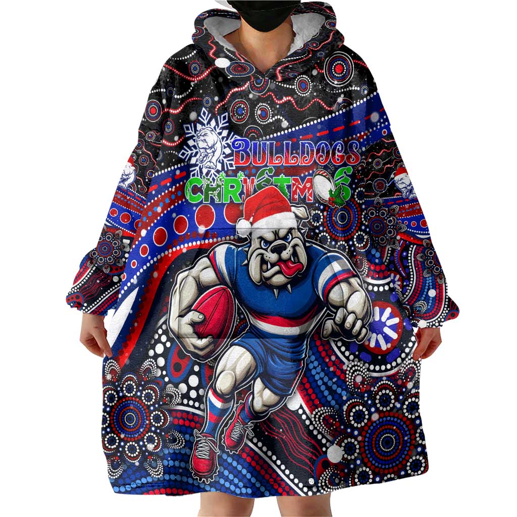 Merry Christmas AFL Bulldogs Wearable Blanket Hoodie Aboriginal Santa Football Mascot - Vibe Hoodie Shop