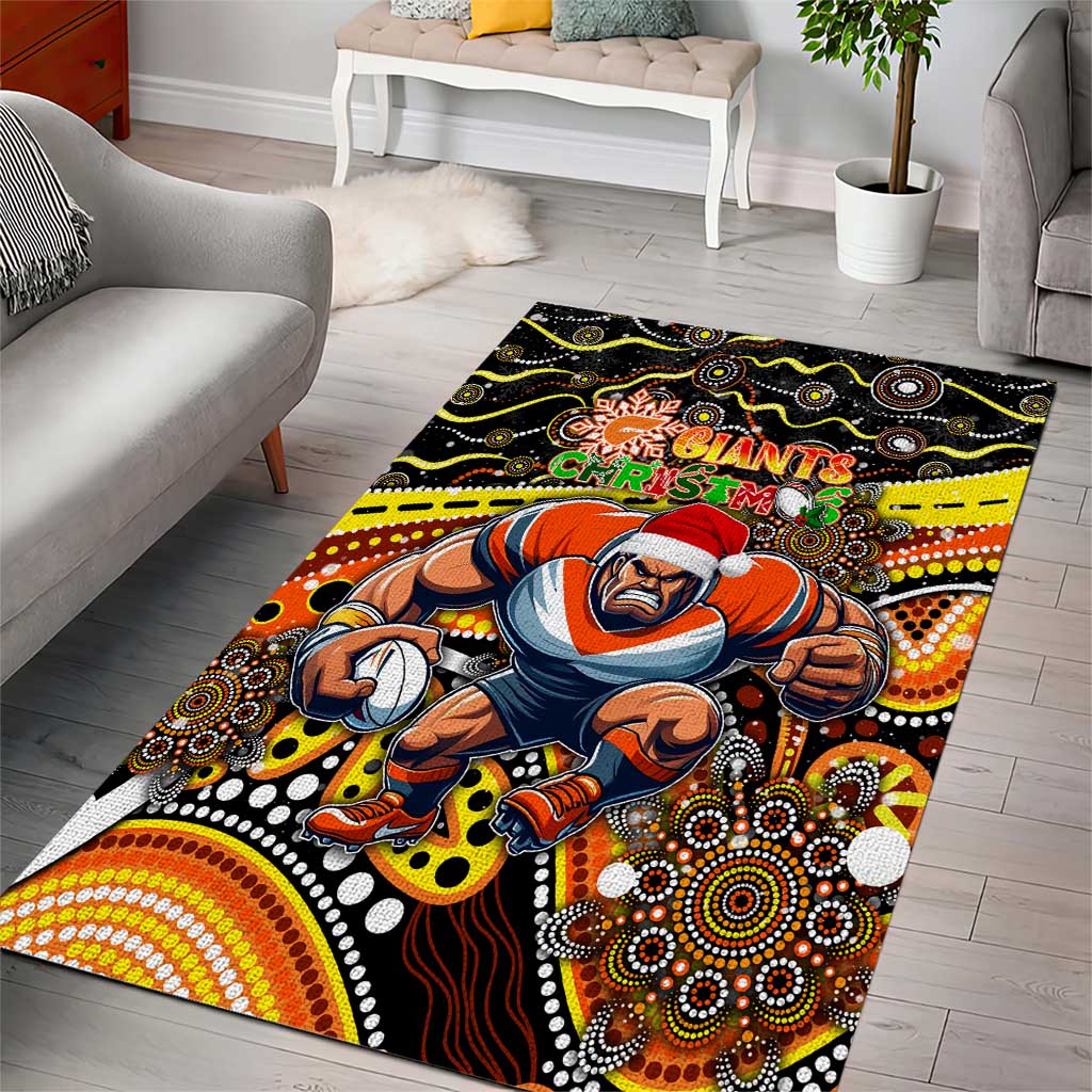 Merry Christmas AFL Giants Area Rug Aboriginal Santa Football Mascot - Vibe Hoodie Shop