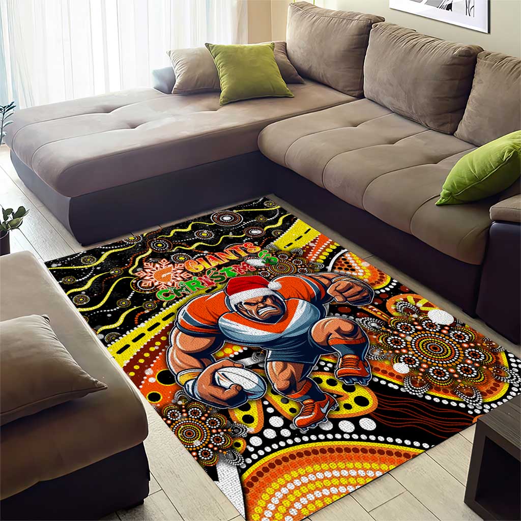 Merry Christmas AFL Giants Area Rug Aboriginal Santa Football Mascot - Vibe Hoodie Shop