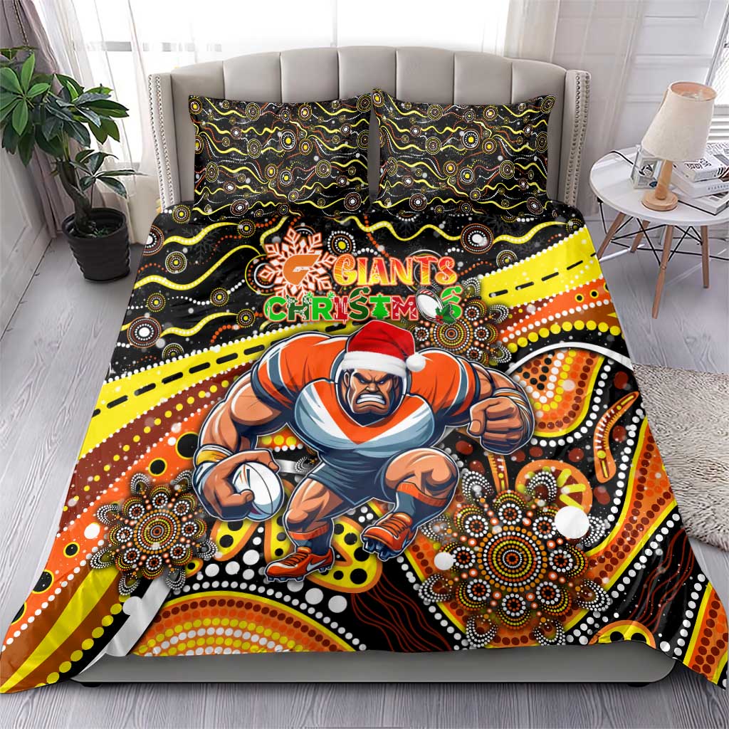 Merry Christmas AFL Giants Bedding Set Aboriginal Santa Football Mascot - Vibe Hoodie Shop