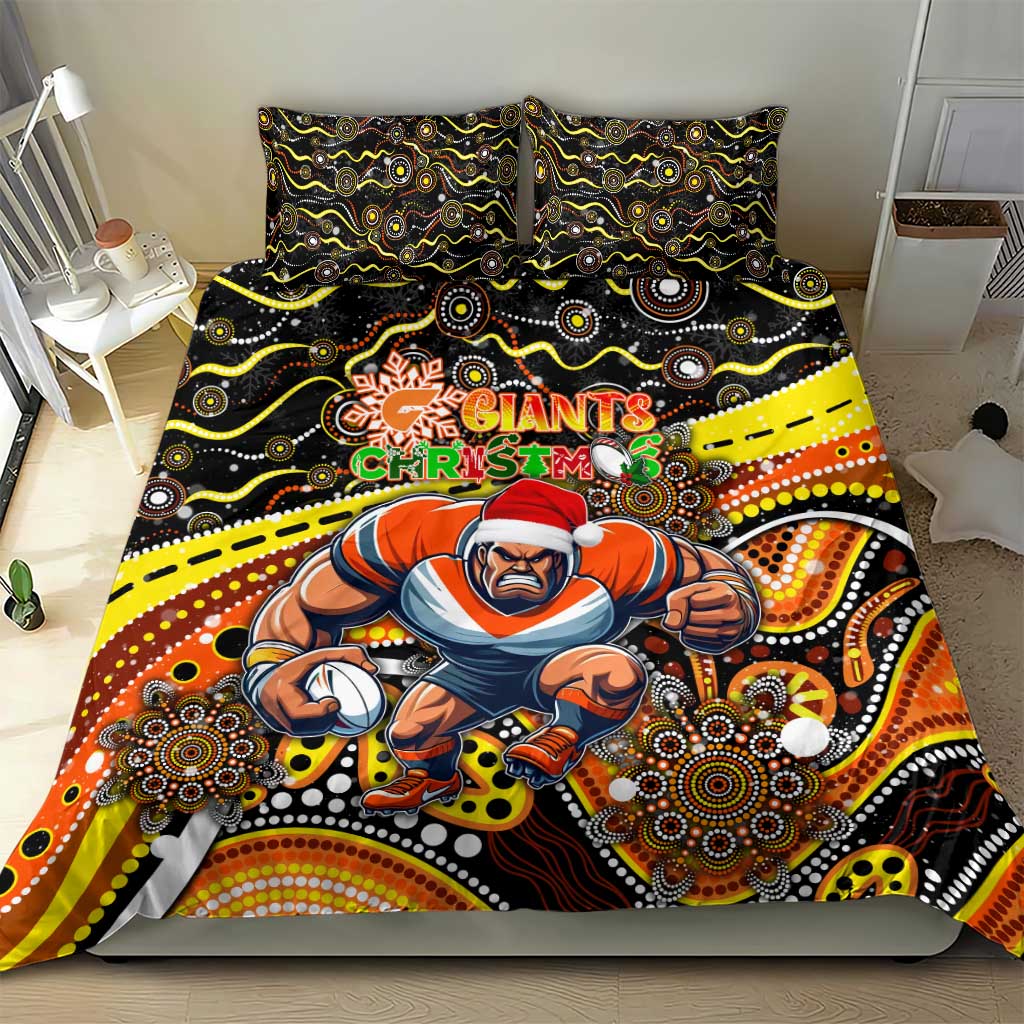 Merry Christmas AFL Giants Bedding Set Aboriginal Santa Football Mascot - Vibe Hoodie Shop