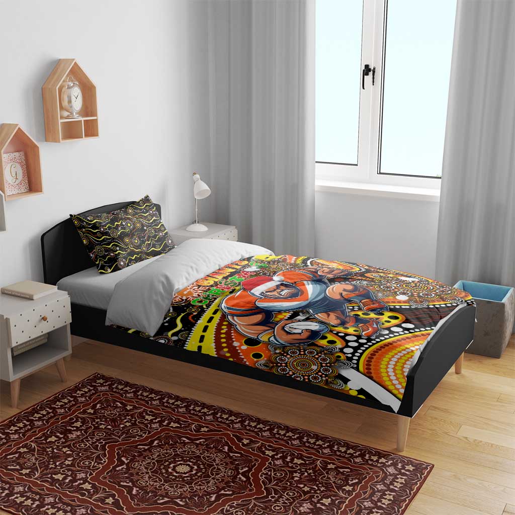 Merry Christmas AFL Giants Bedding Set Aboriginal Santa Football Mascot - Vibe Hoodie Shop