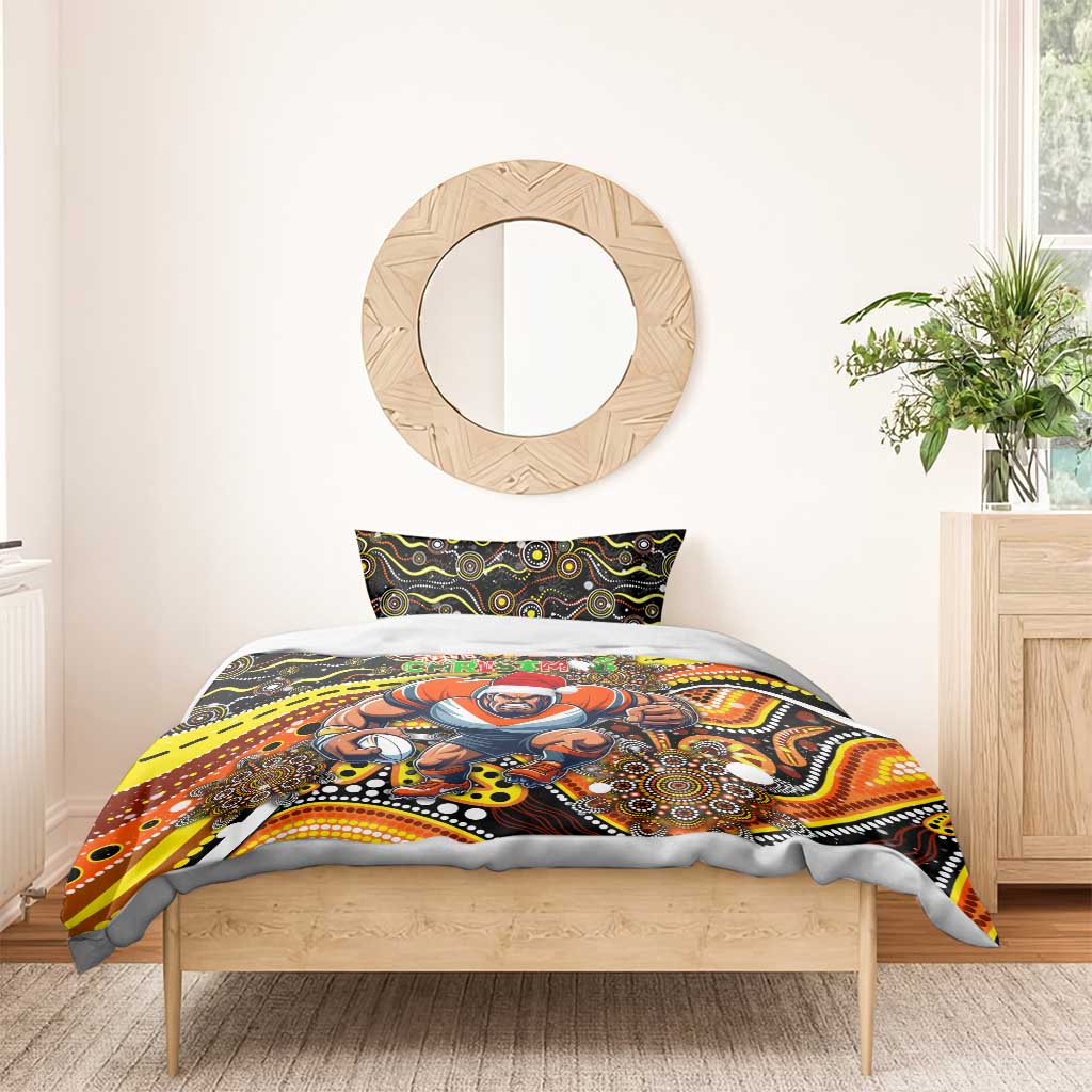 Merry Christmas AFL Giants Bedding Set Aboriginal Santa Football Mascot - Vibe Hoodie Shop