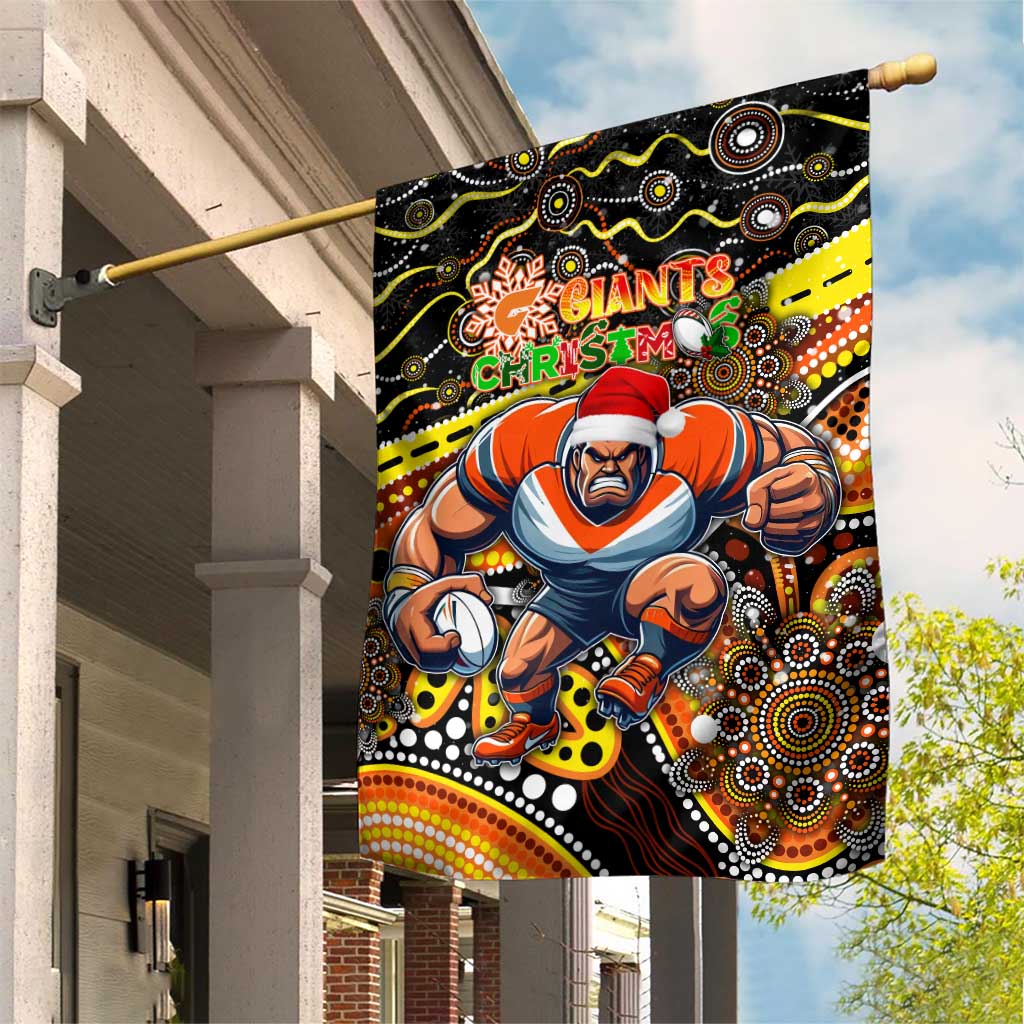 Merry Christmas AFL Giants Garden Flag Aboriginal Santa Football Mascot - Vibe Hoodie Shop