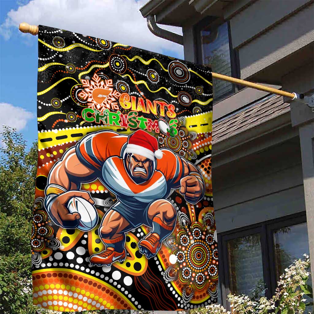 Merry Christmas AFL Giants Garden Flag Aboriginal Santa Football Mascot - Vibe Hoodie Shop