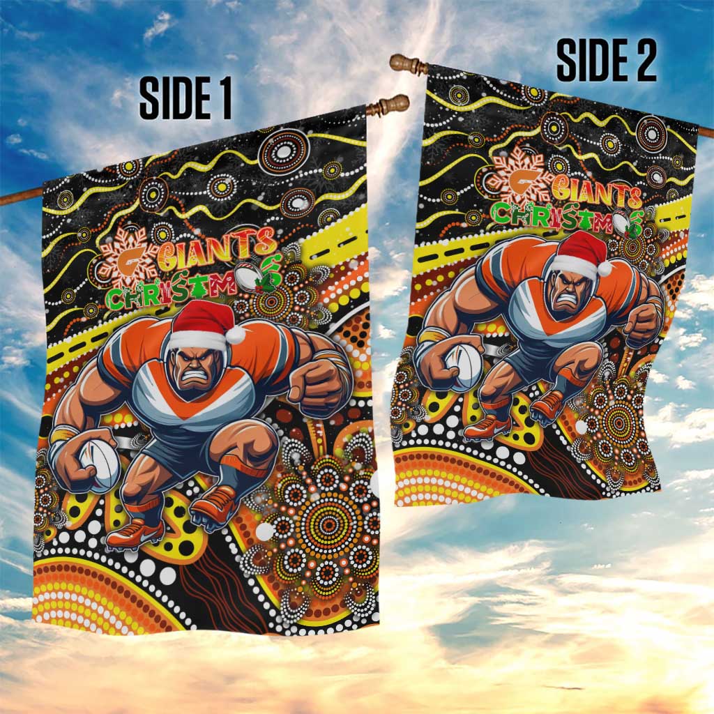 Merry Christmas AFL Giants Garden Flag Aboriginal Santa Football Mascot - Vibe Hoodie Shop