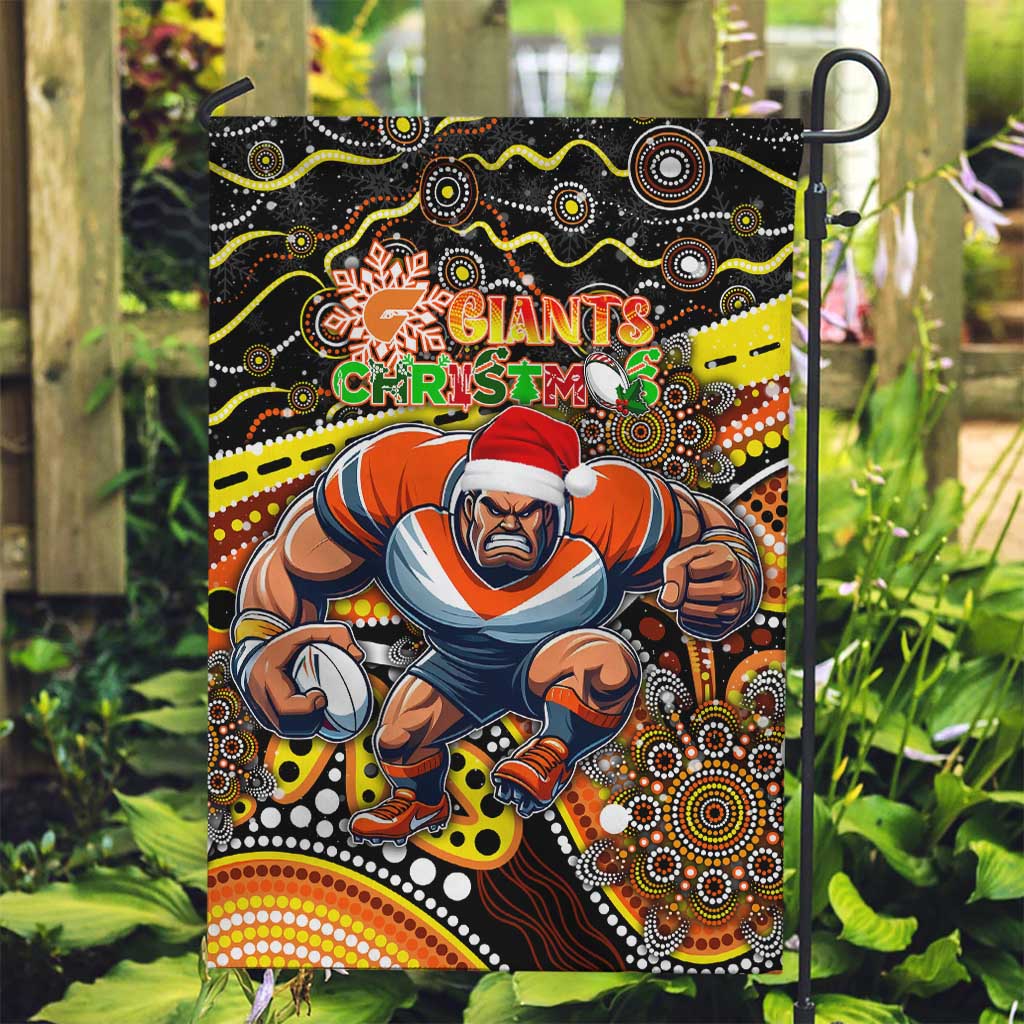 Merry Christmas AFL Giants Garden Flag Aboriginal Santa Football Mascot - Vibe Hoodie Shop