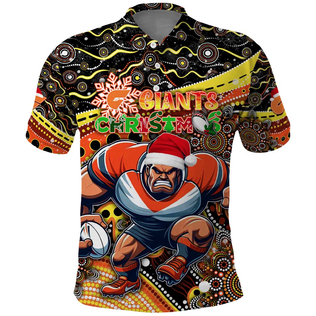 Merry Christmas AFL Giants Polo Shirt Aboriginal Santa Football Mascot - Vibe Hoodie Shop