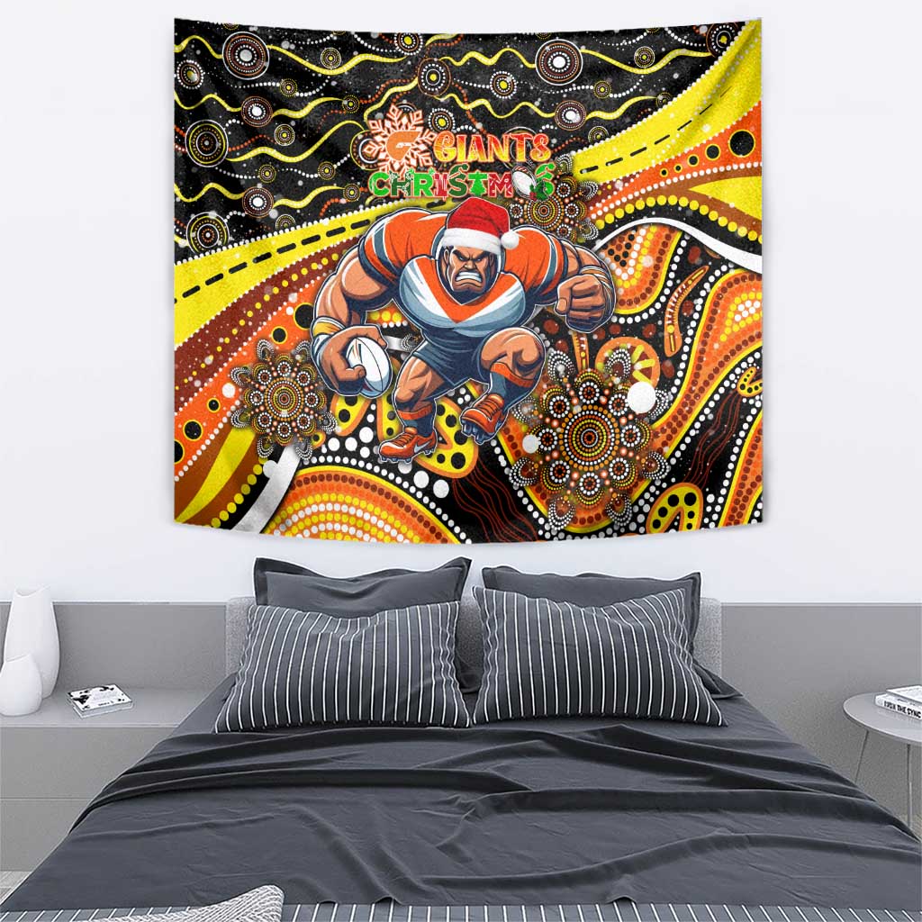 Merry Christmas AFL Giants Tapestry Aboriginal Santa Football Mascot - Vibe Hoodie Shop