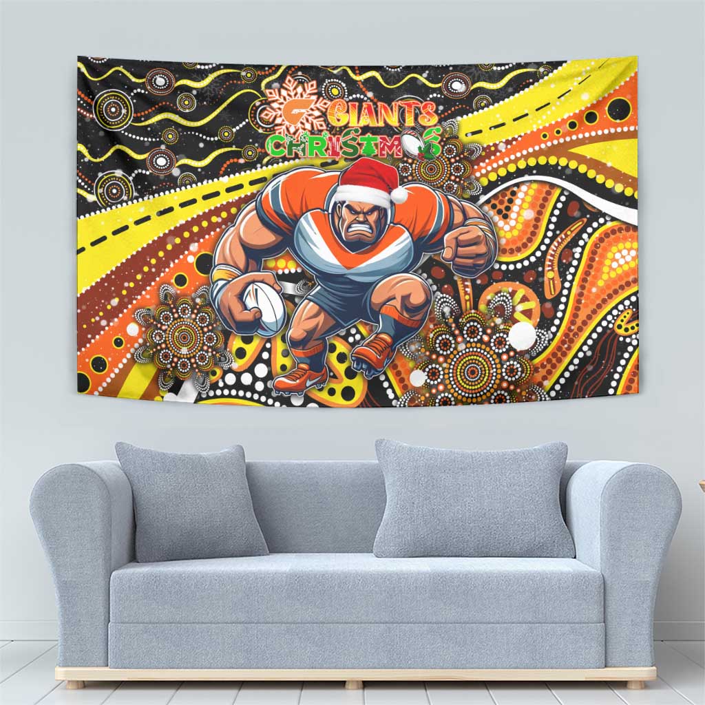 Merry Christmas AFL Giants Tapestry Aboriginal Santa Football Mascot - Vibe Hoodie Shop