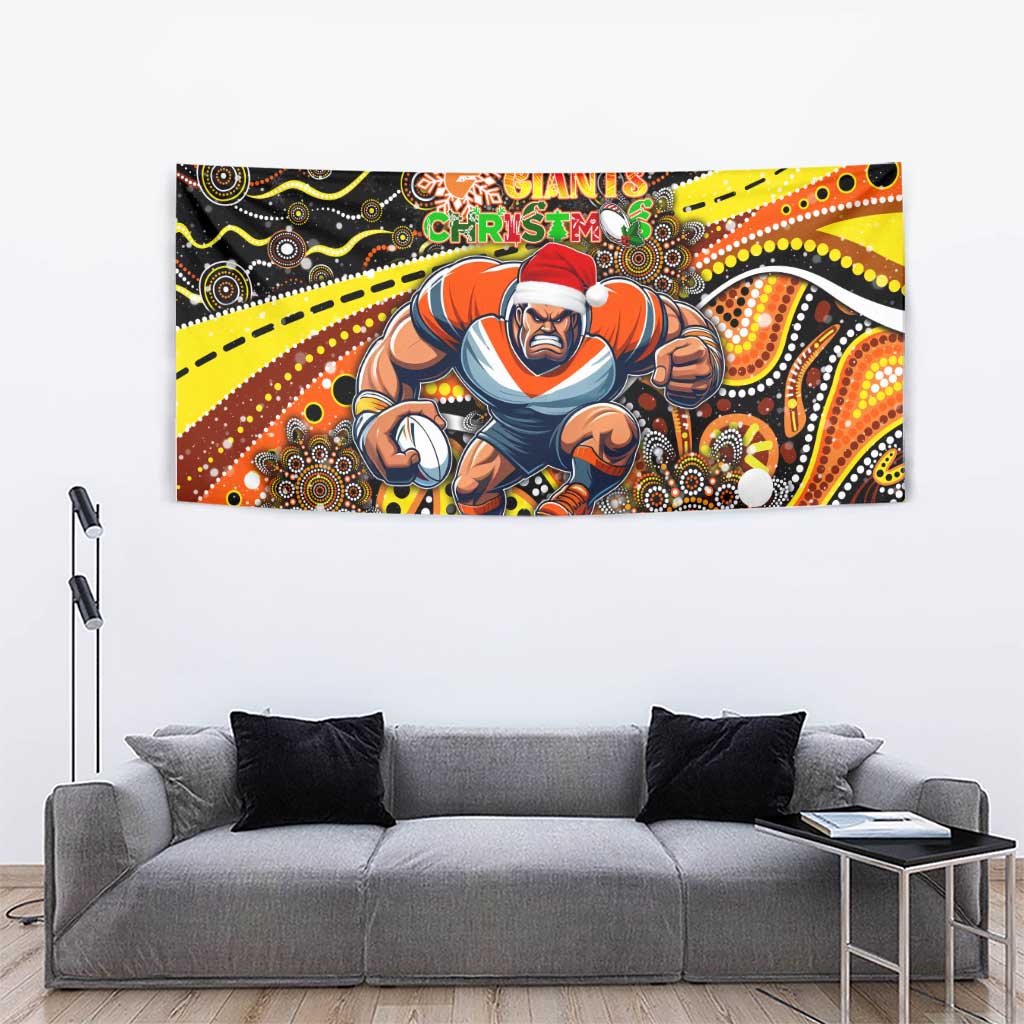 Merry Christmas AFL Giants Tapestry Aboriginal Santa Football Mascot - Vibe Hoodie Shop