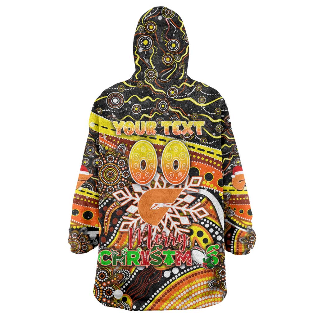 Merry Christmas AFL Giants Wearable Blanket Hoodie Aboriginal Santa Football Mascot - Vibe Hoodie Shop