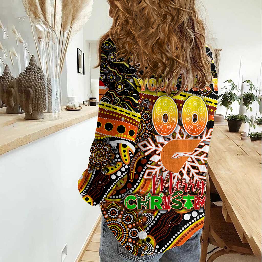 Merry Christmas AFL Giants Women Casual Shirt Aboriginal Santa Football Mascot - Vibe Hoodie Shop