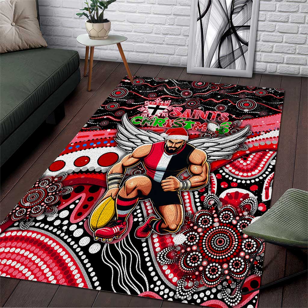 Merry Christmas AFL Saints Area Rug Aboriginal Santa Football Mascot - Vibe Hoodie Shop