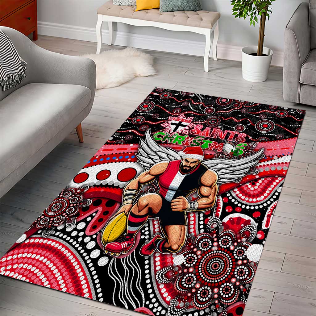 Merry Christmas AFL Saints Area Rug Aboriginal Santa Football Mascot - Vibe Hoodie Shop