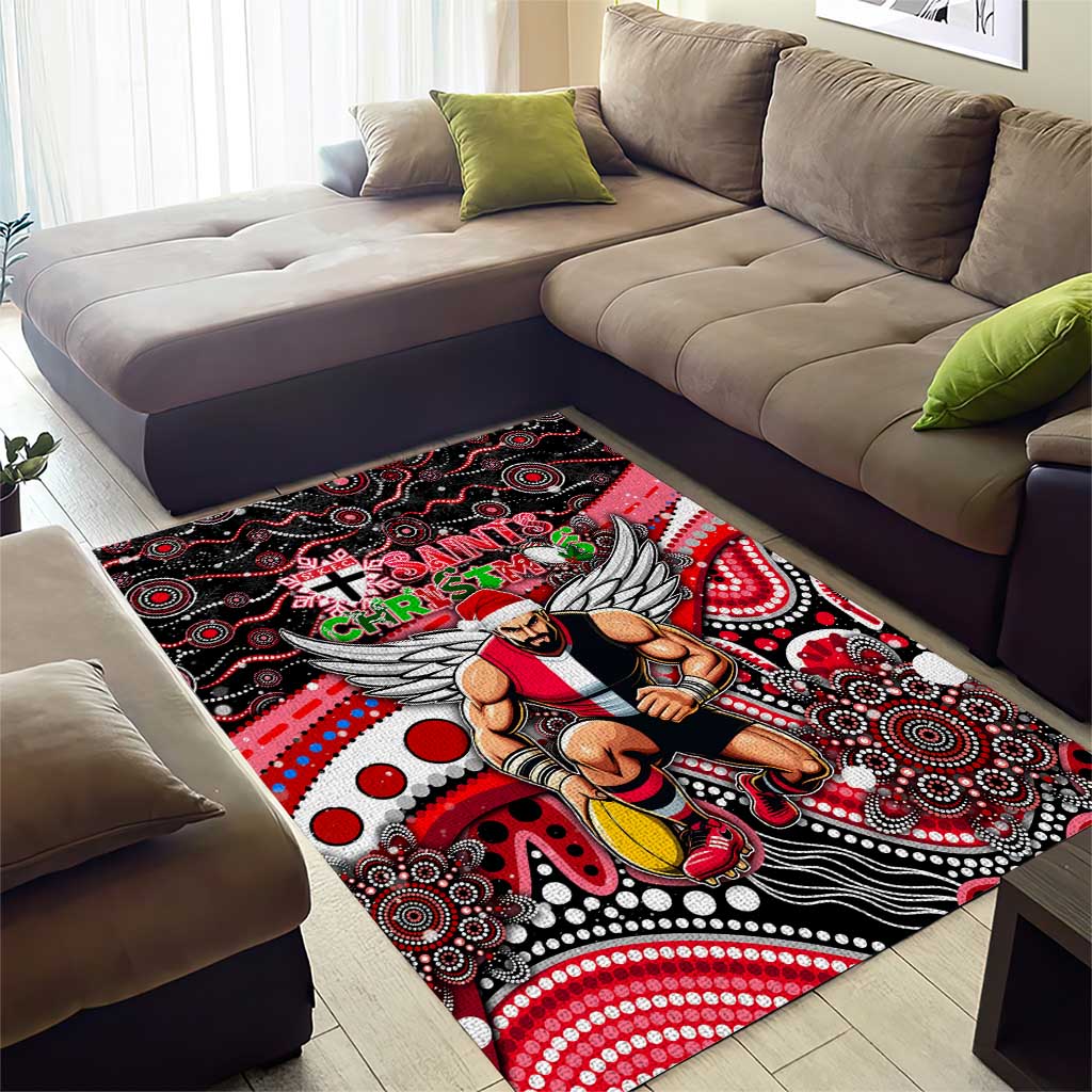 Merry Christmas AFL Saints Area Rug Aboriginal Santa Football Mascot - Vibe Hoodie Shop