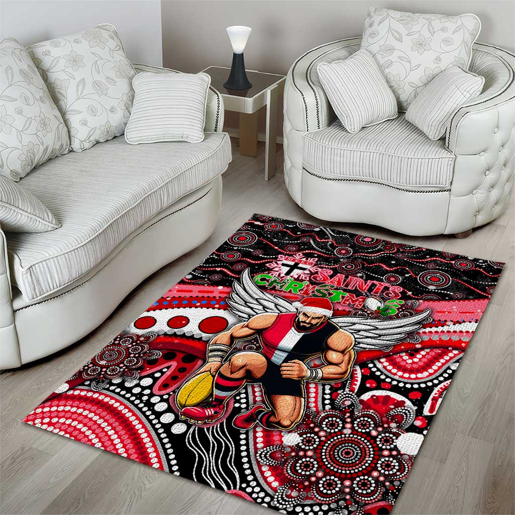 Merry Christmas AFL Saints Area Rug Aboriginal Santa Football Mascot - Vibe Hoodie Shop