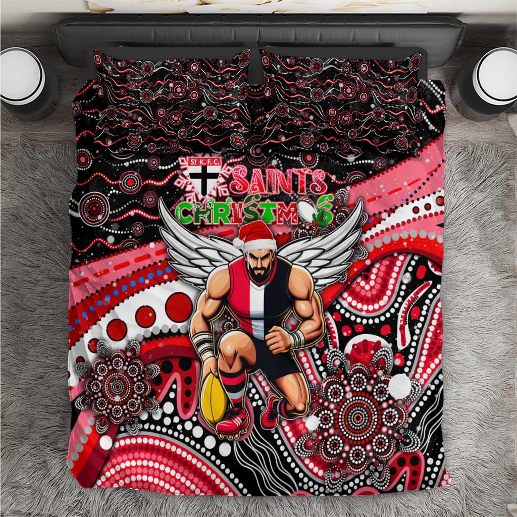 Merry Christmas AFL Saints Bedding Set Aboriginal Santa Football Mascot - Vibe Hoodie Shop