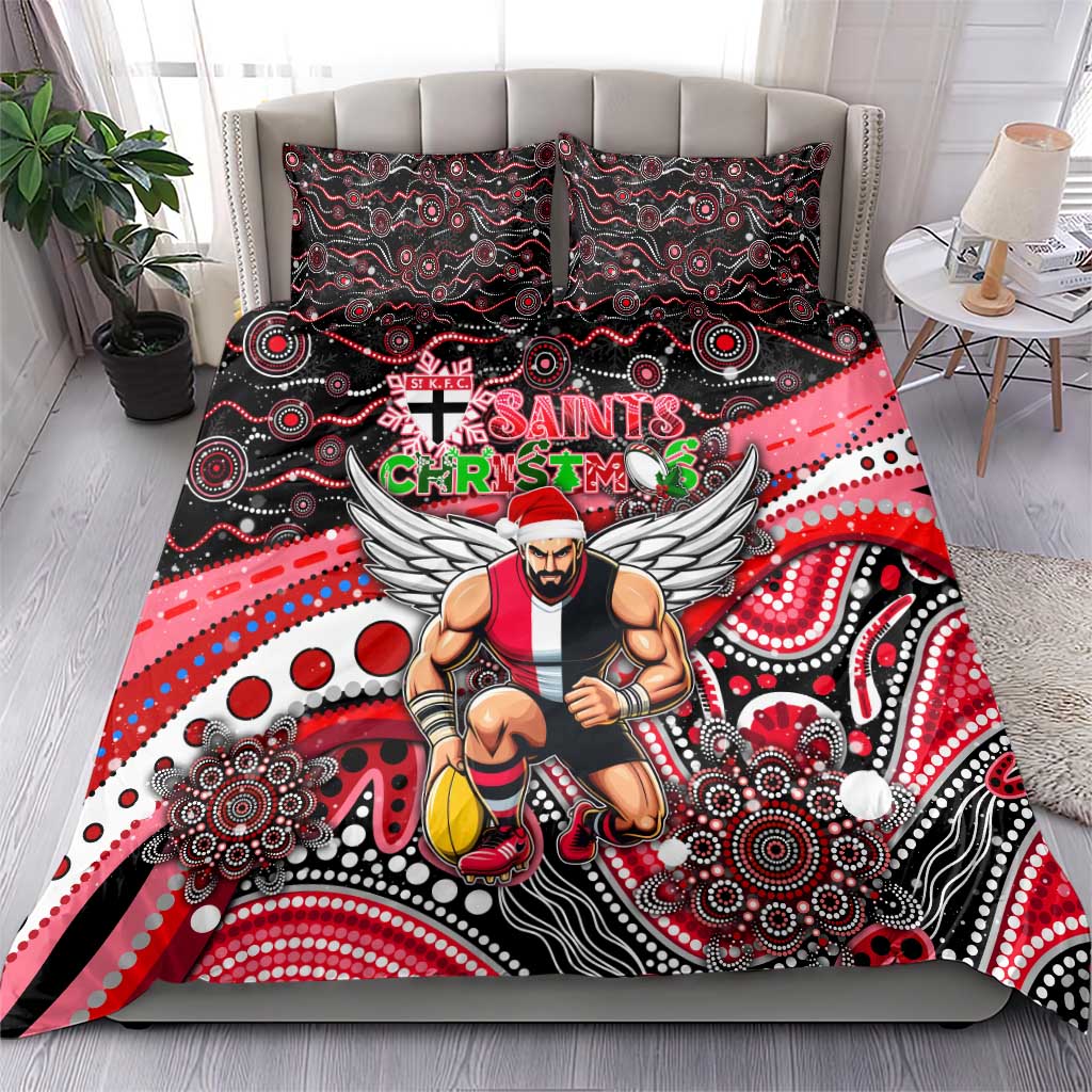 Merry Christmas AFL Saints Bedding Set Aboriginal Santa Football Mascot - Vibe Hoodie Shop