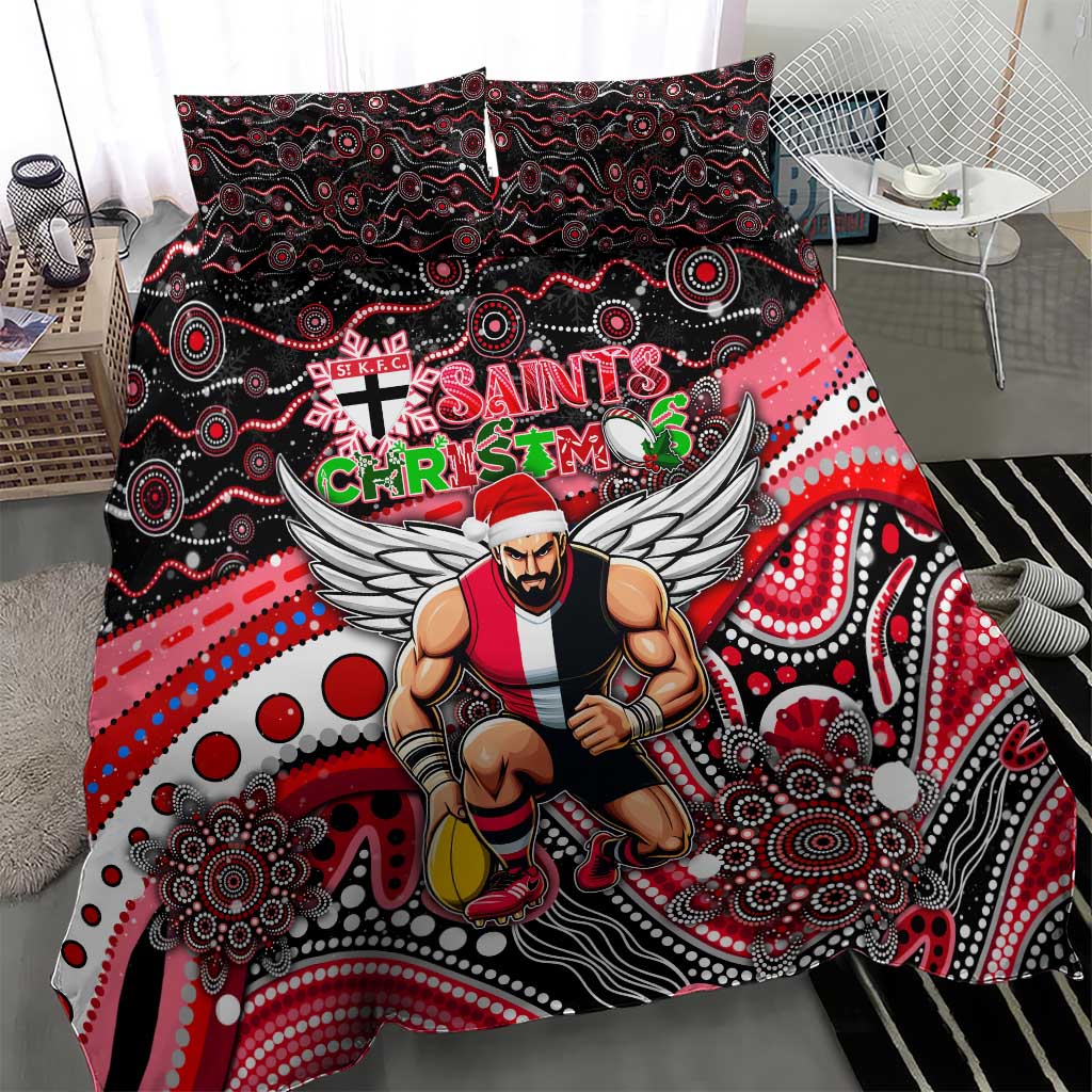 Merry Christmas AFL Saints Bedding Set Aboriginal Santa Football Mascot - Vibe Hoodie Shop