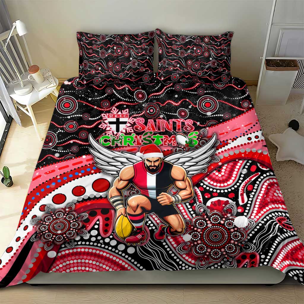 Merry Christmas AFL Saints Bedding Set Aboriginal Santa Football Mascot - Vibe Hoodie Shop