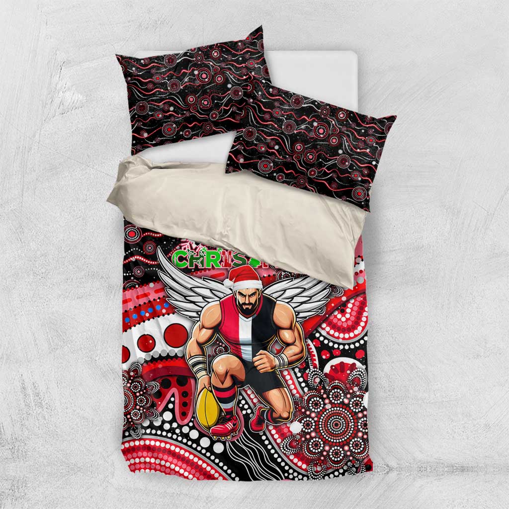 Merry Christmas AFL Saints Bedding Set Aboriginal Santa Football Mascot - Vibe Hoodie Shop