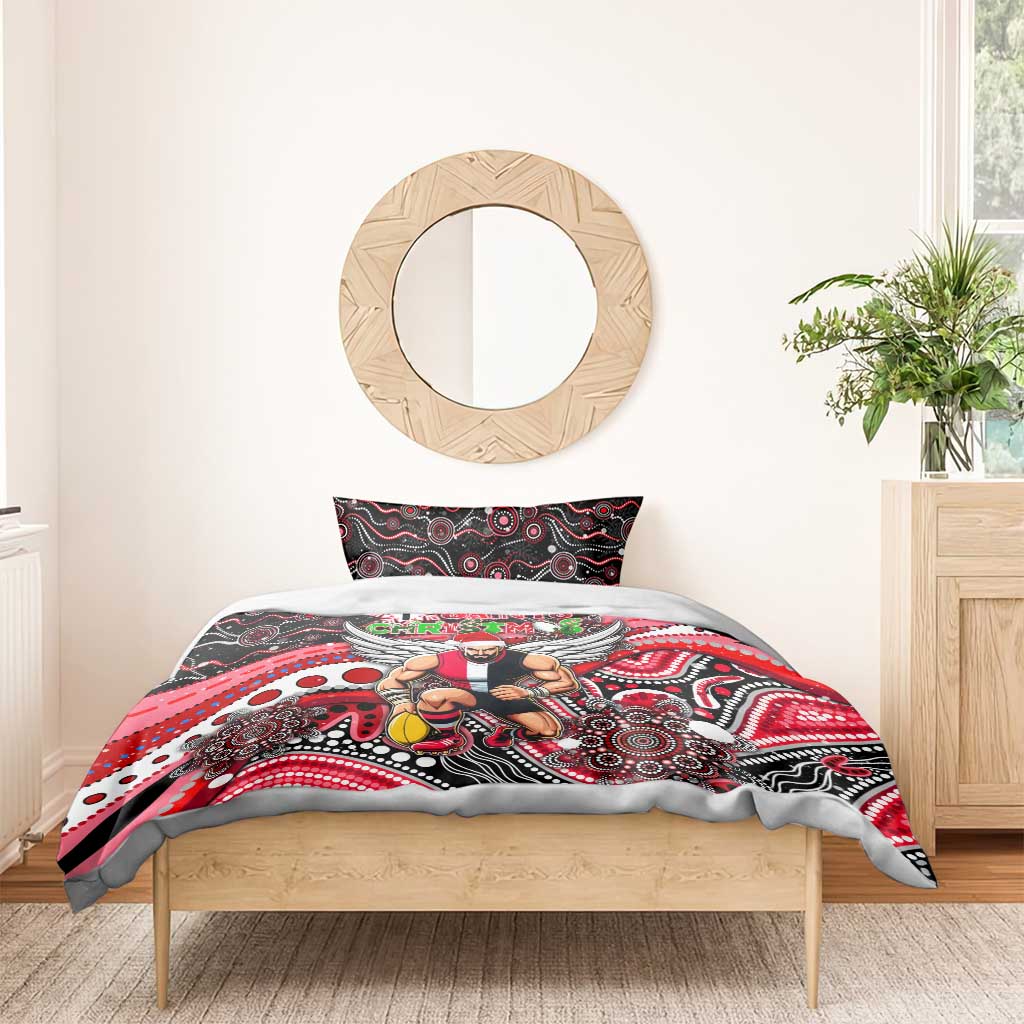 Merry Christmas AFL Saints Bedding Set Aboriginal Santa Football Mascot - Vibe Hoodie Shop