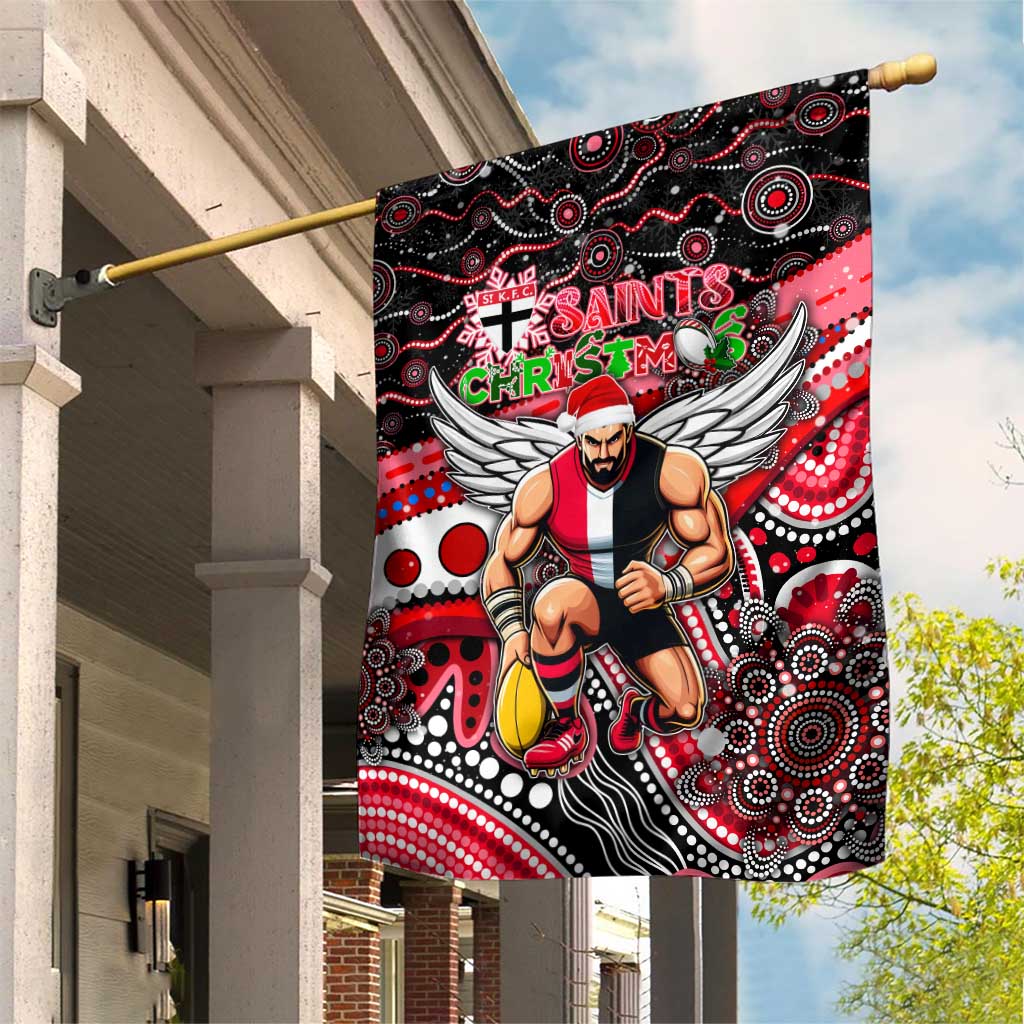 Merry Christmas AFL Saints Garden Flag Aboriginal Santa Football Mascot - Vibe Hoodie Shop
