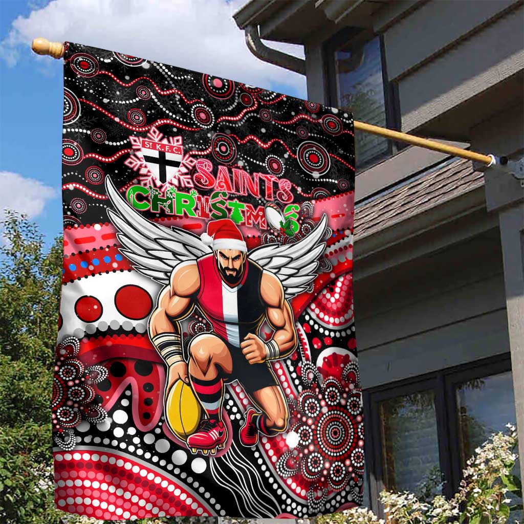 Merry Christmas AFL Saints Garden Flag Aboriginal Santa Football Mascot - Vibe Hoodie Shop