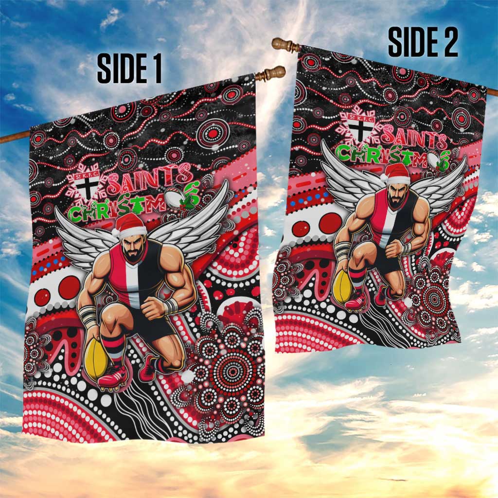 Merry Christmas AFL Saints Garden Flag Aboriginal Santa Football Mascot - Vibe Hoodie Shop