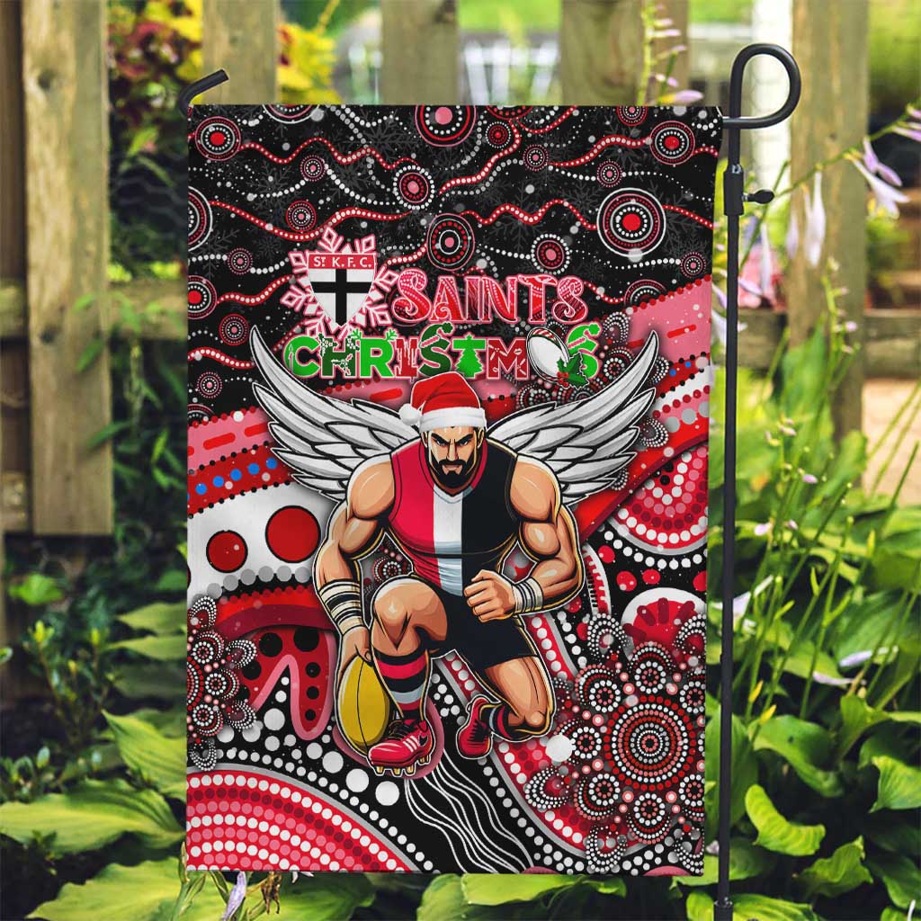 Merry Christmas AFL Saints Garden Flag Aboriginal Santa Football Mascot - Vibe Hoodie Shop