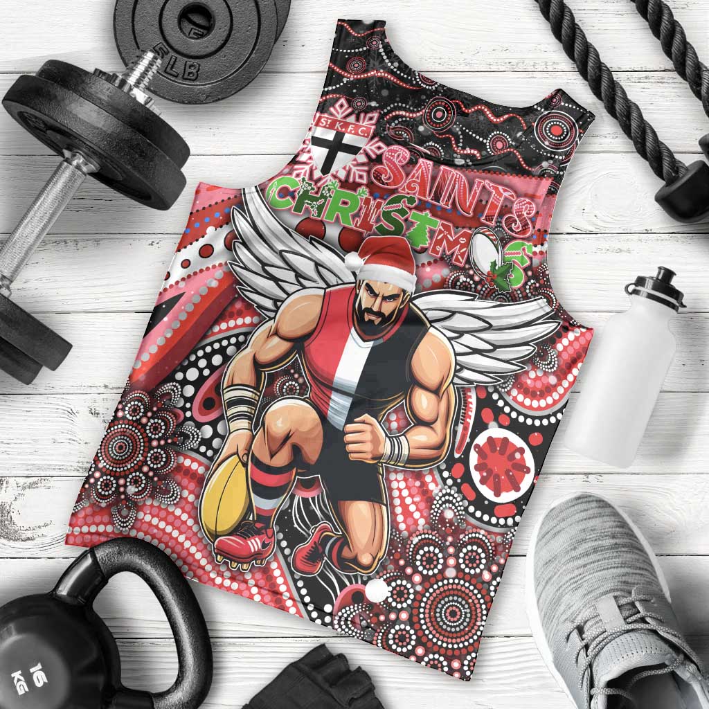 Merry Christmas AFL Saints Men Tank Top Aboriginal Santa Football Mascot - Vibe Hoodie Shop